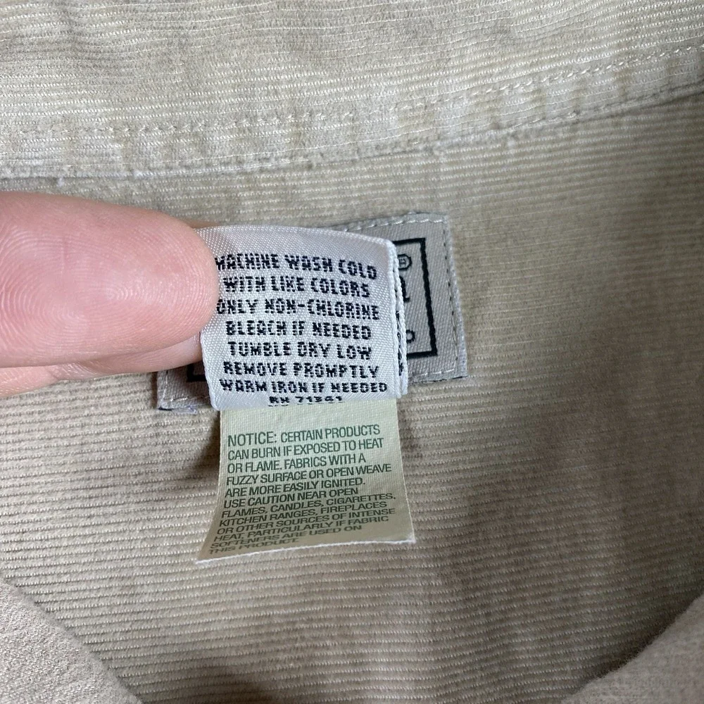LL Bean Shirt Mens Size XXL Tall‎ Beige Long Sleeve Corduroy Button Down 0YQ71 - Picture 8 of 13